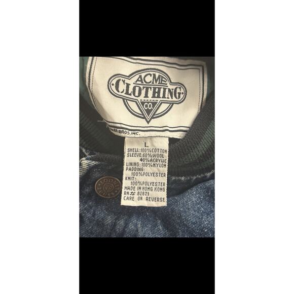 Vintage Taz Looney Toons Varsity Jacket Youth  L Plaid Acme RARE Streetwear 90's - Picture 8 of 8